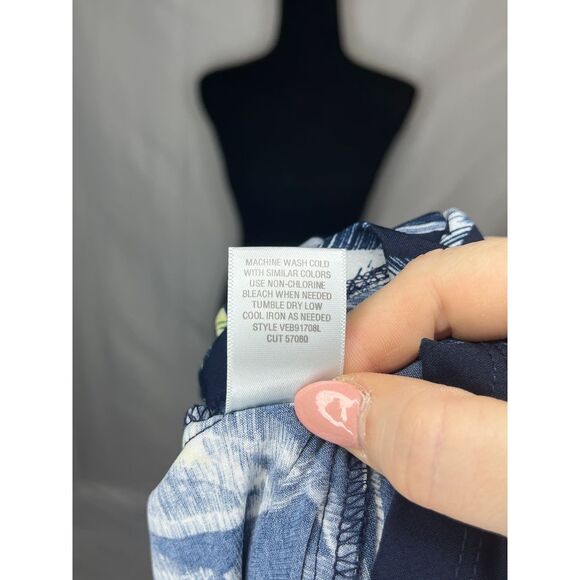 Dressbarn Tropical Print Dress Navy Blue Green White Floral‎ Dress, Size 18 - Picture 8 of 10